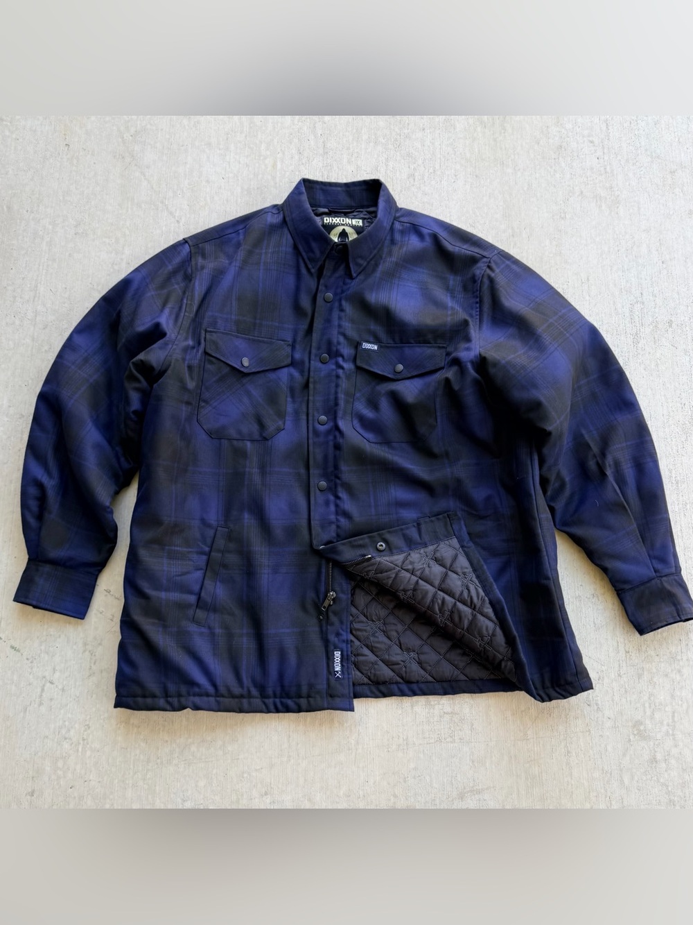 Dixxon Flannel Co Obscura Jacket Men Size 3XL Blue Plaid Diamond Liner